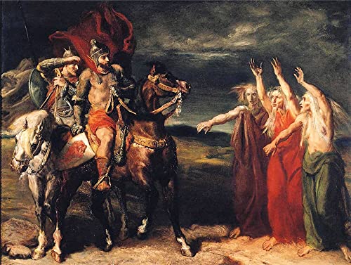 EfeMir bild auf leinwand Berühmte Leinwand drucken Berühmte Gemälde Macbeth und Banquo begegnen den drei Hexen auf der Heide von Theodore Chasseriau für Wohnzimmerdekoration 60x90cm von EfeMir