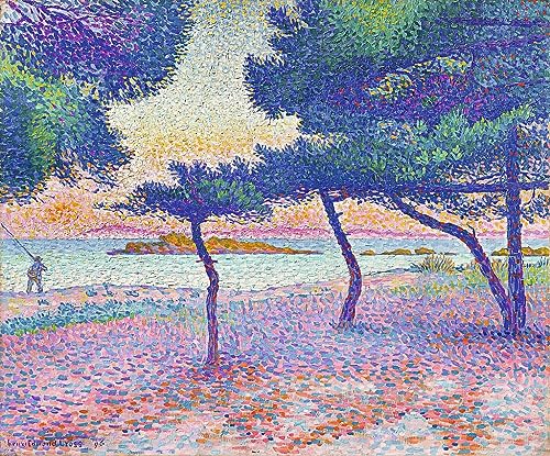 Leinwanddrucke Malerei Drucken Ölgemälde Bekannt Der Strand von Saint Clair von Henri Edmond Cross für Wanddekoration 60x90cm von EfeMir