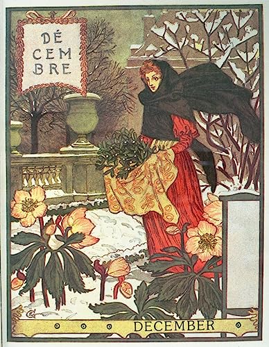 Leinwanddrucke Malerei Drucken Ölgemälde Bekannt Dezember-Winterblumen von Eugene Grasset für Wanddekoration 60x90cm von EfeMir