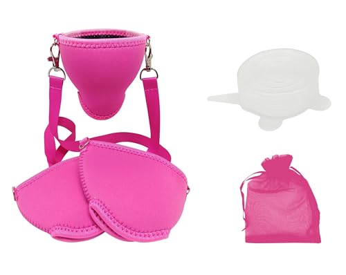 Eff Em Concept XL Weinglas-Halter für den Hals Weinglashalterung aus Neopren mit Halstrageband Auslaufschutz und Aufbewahrung für Weinwanderung Weinfeste Junggesellenabschied Party (Pink 3er Set) von Eff Em Concept