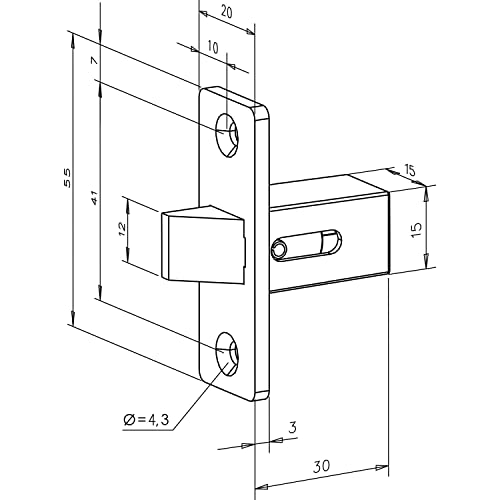 Fallenschloss 802 fix, Stulp 55 x 20 x 3 mm, grau lackiert ; 1 Stück von eff eff