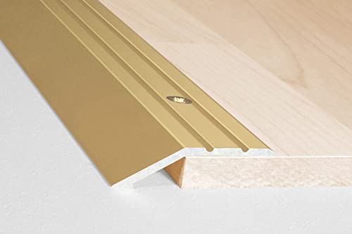 Effector Übergangsleiste zum Schrauben, 90 cm, 39x10 mm, Gold, Übergangsprofil Höhenausgleich, Eloxiertes Aluminium Winkelprofil, Gelocht, Abschlussprofil von Effector