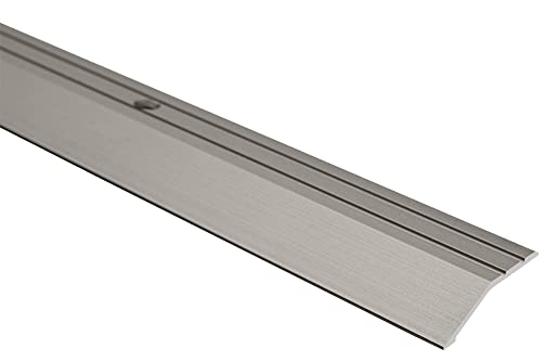 Effector Übergangsleiste zum Schrauben, 90 cm, 39x10 mm, INOX Edelstahlfarben, Übergangsprofil Höhenausgleich, Eloxiertes Aluminium Winkelprofil, Gelocht von Effector