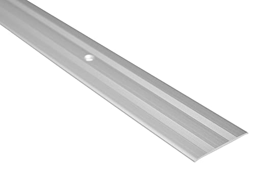 Effector | Aluminium Übergangsprofil Gelocht| Übergangsleiste 35 x 2 x 1800 mm | Türschwellen Leiste | Aluprofil | Ausgleichsprofil SILBER eloxiert | Übergangsschiene zum Schrauben 1 Stück von Effector