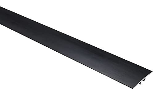 Effector Bodenleisten mit Silikondichtung, 180 cm, 36x2 mm, Schwarz, Übergangsprofil Höhenausgleich, Eloxiertes Aluminium Winkelprofil, mit Befestigungsstifte von Effector
