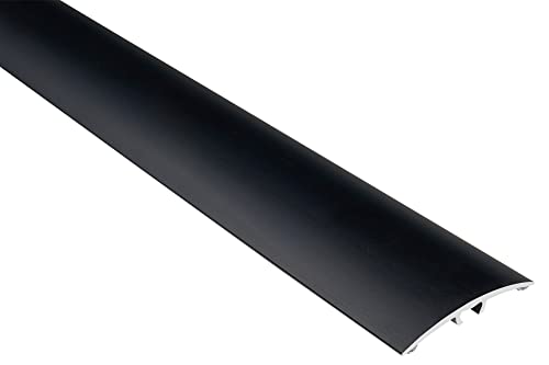 Effector | Aluminium Übergangsprofil gewölbt | Übergangsleiste 40 x 5 x 1800 mm |Bodenleisten mit Silikondichtung | SCHWARZ eloxiert | Übergangsschiene mit Befestigungsstifte | 1 Stück von Effector