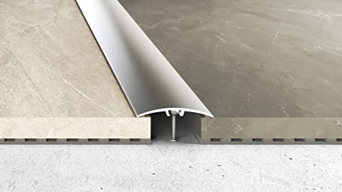 Effector Gewölbt Übergangsprofil, 93 cm, 40x5 mm, Silber, Übergangsprofil Höhenausgleich, Eloxiertes Aluminium Winkelprofil, Bodenleisten mit Silikondichtung von Effector