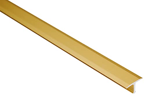 Effector Übergangsprofil T-Profil, 100 cm, 13x9 mm, Gold, Bodenleisten Übergangsschiene, Eloxiertes Aluminium, Aluprofil, für Laminat, Parkett und Fliesen von Effector