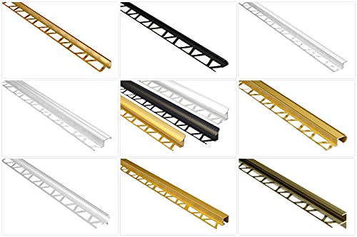 Effector Fliesenschiene aus eloxiertem Aluminium - Fliesenkanten Schutz - (F-Form Profil 2 Meter Champagne) Fliesenkantenprofile Abdeckung Übergangschiene von Effector