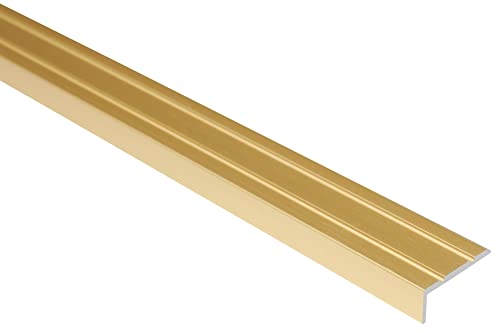 Effector Selbstklebend Treppenkantenprofil, 180 cm, 25x10 mm, Gold, Aluminium Bodenübergangsprofil, Übergangsleiste, Treppenschutzprofil, Treppenkantenschutz Aluwinkel Geklebt von Effector