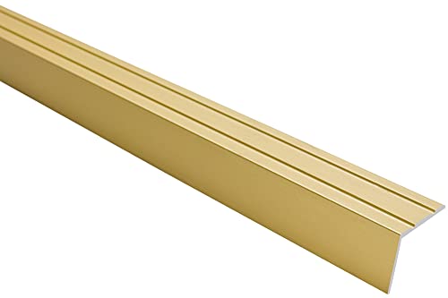 Effector Selbstklebend Treppenkantenprofil, 180 cm, 25x20 mm, Gold, Aluminium Bodenübergangsprofil, Übergangsleiste, Treppenschutzprofil, Treppenkantenschutz Aluwinkel Geklebt von Effector