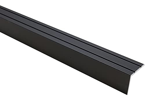 Effector Selbstklebend Treppenkantenprofil, 90 cm, 25x20 mm, Schwarz, Aluminium Bodenübergangsprofil, Übergangsleiste, Treppenschutzprofil, Treppenkantenschutz Aluwinkel Geklebt von Effector