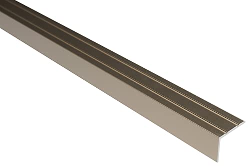 Effector Selbstklebend Treppenkantenprofil, 90 cm, 25x20 mm, Champagnefarben, Aluminium Bodenübergangsprofil, Übergangsleiste, Treppenschutzprofil, Treppenkantenschutz Aluwinkel Geklebt von Effector