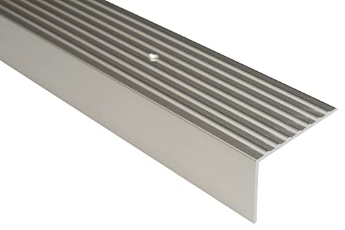 Effector Treppenkantenprofil zum Schrauben, 90 cm, 65x42 mm, INOX Edelstahlfarben, Aluminium Bodenübergangsprofil, Übergangsleiste, Treppenschutzprofil, Treppenkantenschutz Aluwinkel Gelocht Effector Treppenkantenprofil zum Schrauben, 90 cm, 65x42 mm, INOX Edelstahlfarben, Aluminium Bodenübergangsprofil, Übergangsleiste, Treppenschutzprofil, Treppenkantenschutz Aluwinkel Gelocht von Effector