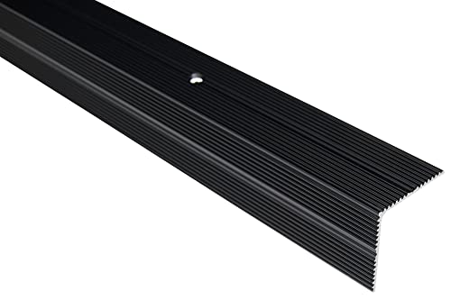 Effector Treppenkantenprofil zum Schrauben, 90 cm, 35x35 mm, Schwarz, Aluminium Bodenübergangsprofil, Übergangsleiste, Treppenschutzprofil, Treppenkantenschutz von Effector