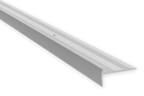 Treppenkantenprofil Treppenabschluss 1,8m Alu Winkelprofile mit Einfasshöhe 3 mm für Bodenbeläge (C26, 44x18,5 mm) Abschlussleiste Stufenkantenprofil Einfassprofil von Effector