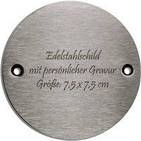 Rundes Edelstahlschild 7, 5 cm Durchmesser - Mit Persönlicher Gravur von EffektGravur