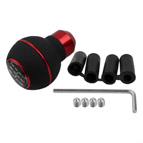 5-Gang-Schaltknauf, Leder-Design, geeignet für manuelle Autos, LKWs, SUVs, Leistung und einfacher Austausch (rot) von EffiFish