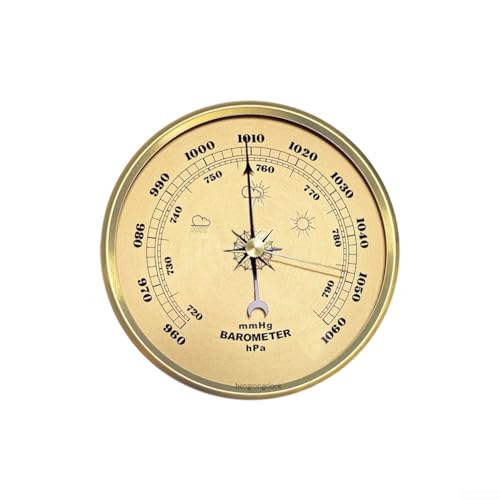 Barometer-Uhr mit Metallrahmen, für den Heimgebrauch, misst Luftdruckänderungen mit mechanischer Bedienung und dekorativem Design (90 mm) von EffiFish