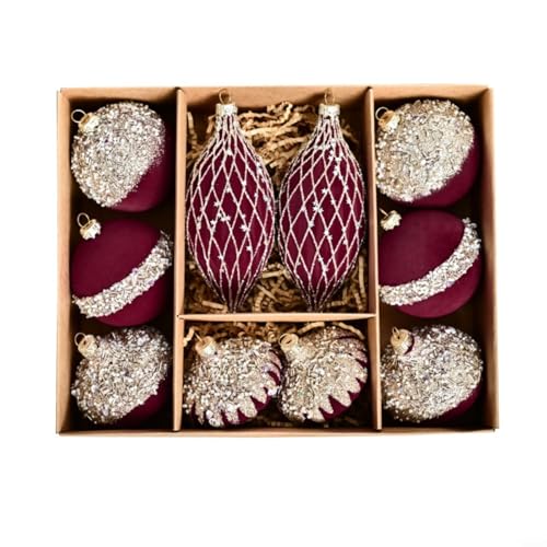 EffiFish 10-teiliges Weihnachtsbaumschmuck-Set, rote und grüne Kunststoff-Kugeln für Urlaub, Party, Heimdekorationen (rot) von EffiFish