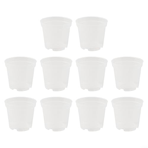 EffiFish 10 transparente Blumentöpfe mit Ablauflöchern, Kunststoff, für Kinderzimmer, transparent, für Orchideen, Sukkulenten, Kräuter (10,2 cm) von EffiFish