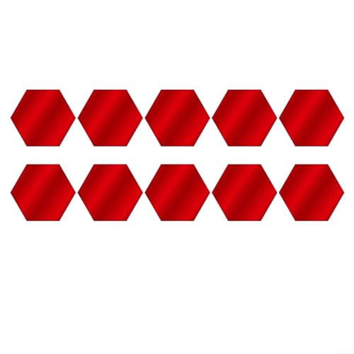 EffiFish 24 x sechseckige Spiegel-Wandaufkleber, Acryl-Spiegelfliesen, Mosaik-Wanddekoration für Wohnzimmer, Schlafzimmer (L 24 Stück rot) von EffiFish