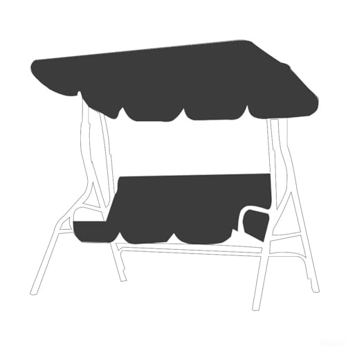 EffiFish 3 Personen Metall Veranda Schaukel Stuhl Ersatz Baldachin Abdeckung Set 210D Oxford Wasserdicht Sonnenschutz Abdeckung für Garten Outdoor Möbel (schwarz) von EffiFish