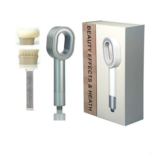 EffiFish 3-in-1 Handbrause mit Filter, Holzkohle, Hochdruck-Badezimmersprüher-Set mit Schwammbürste, austauschbarer Filter (Silber) von EffiFish