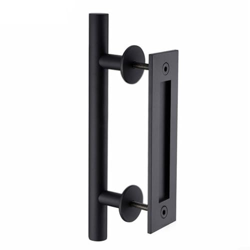 EffiFish 30,5 cm Eisengriff und bündiges Tor, Scheunentür, Hardware-Set, mattschwarz, für Zuhause, Innen- und Außenbereich von EffiFish
