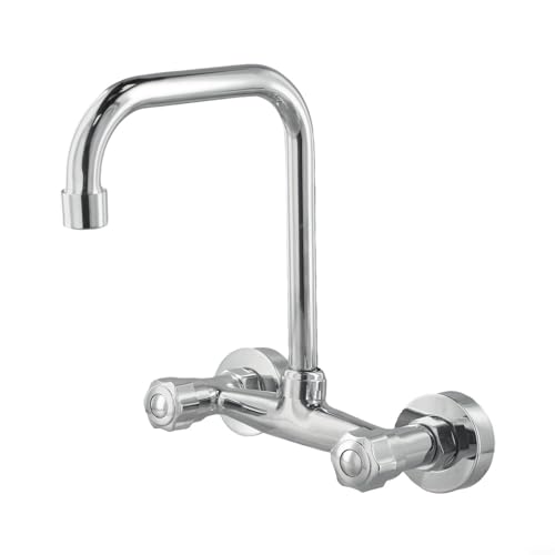 EffiFish 360 Grad drehbare Küchenspüle, Doppelgriff-Waschtischmischbatterie, verchromtes Messing, schwenkbarer Auslauf, Zweiloch-Installation (B) von EffiFish