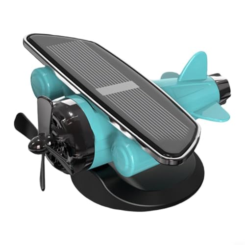 EffiFish 360° solarbetriebenes rotierendes Flugzeug-Armaturenbrett-Dekoration, Auto-Innenzubehör, Neuheit Büro-Schreibtisch-Ornament (blau) von EffiFish