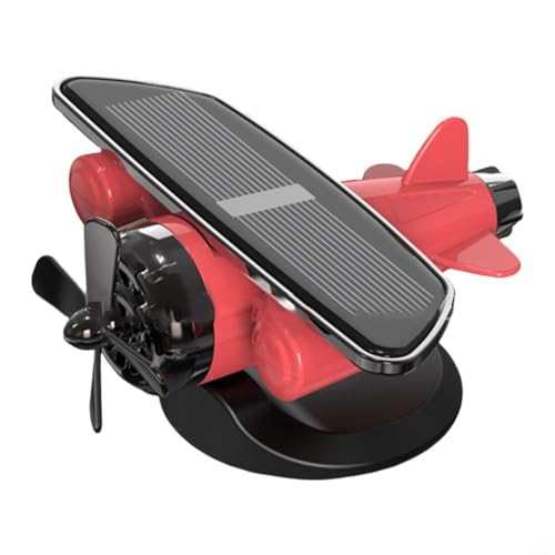 EffiFish 360° solarbetriebenes rotierendes Flugzeug-Armaturenbrett-Dekoration, Auto-Innenzubehör, Neuheit Büro-Schreibtisch-Ornament (rot) von EffiFish