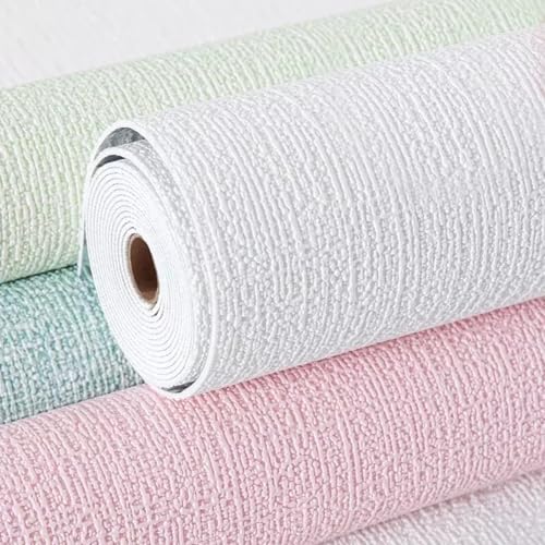 EffiFish 3D-Leinen-Wandaufkleber, dekorative Tapetenrolle, wasserdichte Schaumstoff-Textur, Heimwerker für Wohnzimmer, Schlafzimmer, weiß, 50 cm x 10 m (weiß) von EffiFish