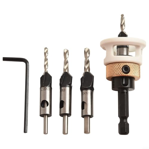EffiFish 4-in-1 Kegelsenker-Bohrer-Set, mit geringer Reibungstiefenanschlag, 6,35 mm Schaft-Bits für saubere und präzise Löcher in Holz EffiFish 4-in-1 Kegelsenker-Bohrer-Set, mit geringer Reibungstiefenanschlag, 6,35 mm Schaft-Bits für saubere und präzise Löcher in Holz von EffiFish