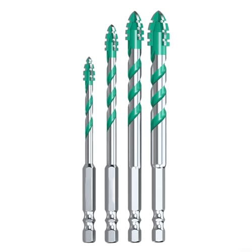 EffiFish 4 x 150 mm Bohrer, Hartmetall-Bohren für Glas, Holz, Metall, Fliesen, 6 mm - 12 mm, Trocken- oder Nassbohren von EffiFish