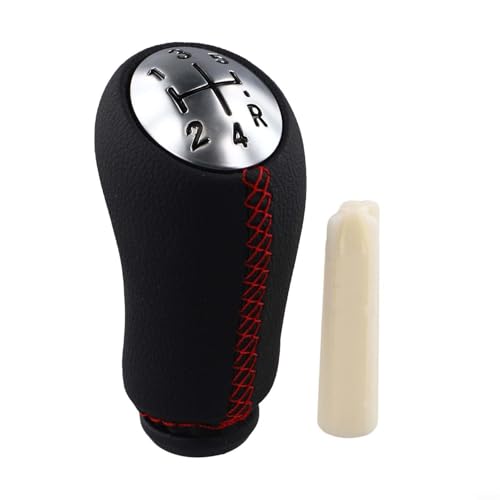EffiFish 5-Gang-Schaltknauf aus PU-Leder, schwarz, rot, weiß, bequemer Griff, für Renault Clio III, Megane II, Laguna II, Kangoo 2003–2009, einfache Installation, Auto-Innen-Upgrade (rote Linie) von EffiFish