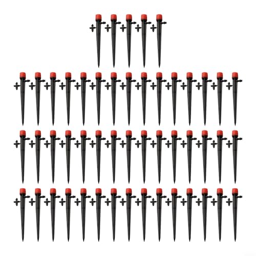 EffiFish 50 Stück 360 Grad verstellbare Bewässerungs-Tropfregner Multi-Jet-Sprinkler-System für Gartenpflanzenbewässerung Tropfbewässerung (rot) von EffiFish