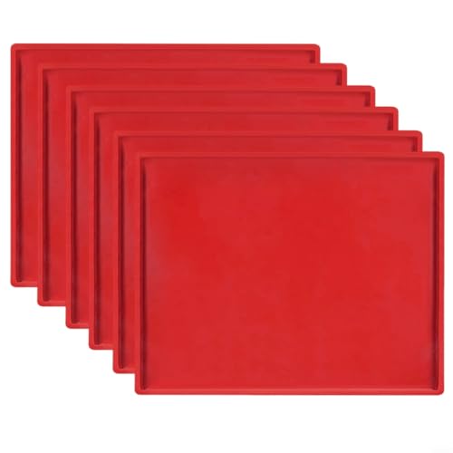 EffiFish 6 x Silikon-Backblech-Einlagen, Dehydrator-Matten mit erhöhtem Rand für Cosori Lebensmitteltrockner und Ofen, wiederverwendbar, Geschirrspüler, Trockenmatte (rot) von EffiFish