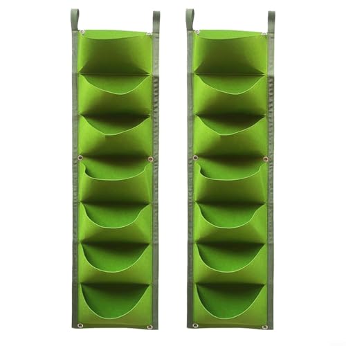 EffiFish 7 Taschen Vertikale Garten Wand Pflanzgefäße Hängende Pflanze Anzuchttasche Filzmaterial Indoor Outdoor Platzsparender Blumenbehälter (grün) von EffiFish