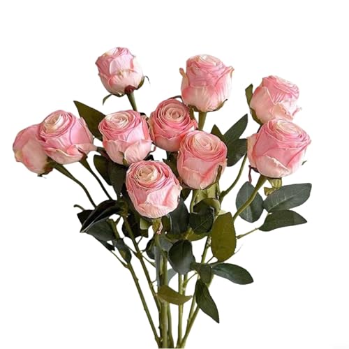 EffiFish 8 künstliche Seidenrosen, Blumenstrauß mit getrockneten Rosen im Vintage-Look, Farbverlauf, Blumenarrangement für Hochzeit, Heimdekoration (halbes Pulver) von EffiFish