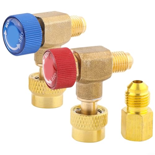 EffiFish 90° rechtwinkliger Auto-Klimaanlagen-Sicherheitsventil-Anschlussadapter, für R22 R32 R410A Systeme Kupfer (B) von EffiFish