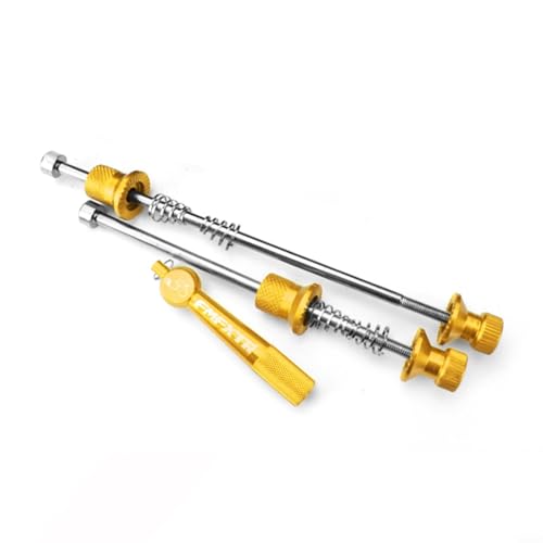 EffiFish Anti-Diebstahl-Fahrrad-Schnellspanner-Spieß vorne und hinten, Naben-Set für Mountainbike, Rennrad, Vorderradnabe, Radachse, Spindel mit Schraubenschlüssel (goldfarben) von EffiFish