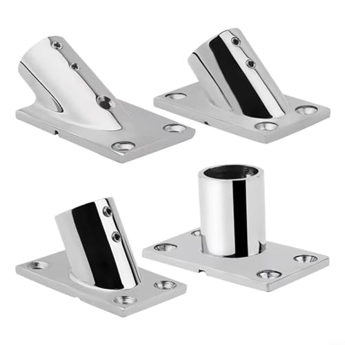 EffiFish Boots-Handlauf-Rohrbasis, 22 mm, 316 Edelstahl, Marine-Deck-Hardware, rechteckige Handlauf-Basis, 316 Edelstahl, 90-Grad-Bodenschienenbeschlag (30 °) von EffiFish