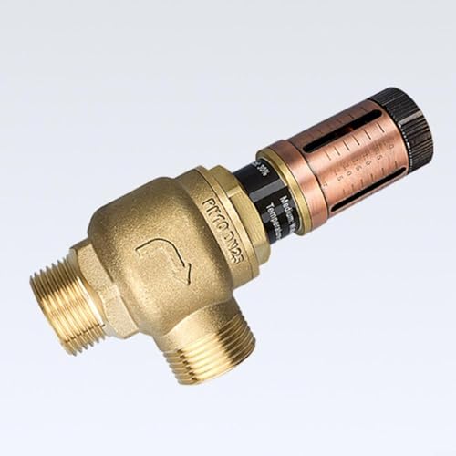 EffiFish Differenzdruck-Bypass-Ventil, für Fußbodenheizung, Wärmepumpe, Kesselsystem, HVAC, 33 mm Gewinde, Messingkonstruktion mit Dual-Display von EffiFish