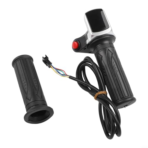 EffiFish E-Bike-Gashebel mit LED-Ziffer, Batteriespannungsanzeige, LED-Anzeige für Elektrofahrrad, Roller, Dreirad, schwarzer Lenkergriff, 128 cm Kabel, 36 V von EffiFish