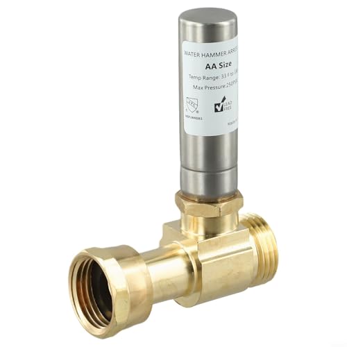 EffiFish Edelstahl-Wasserschlag-Ableiter, 1,9 cm NH-Gewinde für Waschmaschine, Geräuschreduzierung, Messing-T-Stück-Anschluss, 250 PSI (1 Stück) von EffiFish