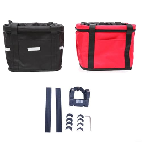 EffiFish Fahrradkorb, abnehmbarer Fahrradkorb mit Handschlaufe, Lenkertasche, Haustiertrage, 600D Polyester-Aluminiumrahmen, 10 kg Kapazität (rot) von EffiFish