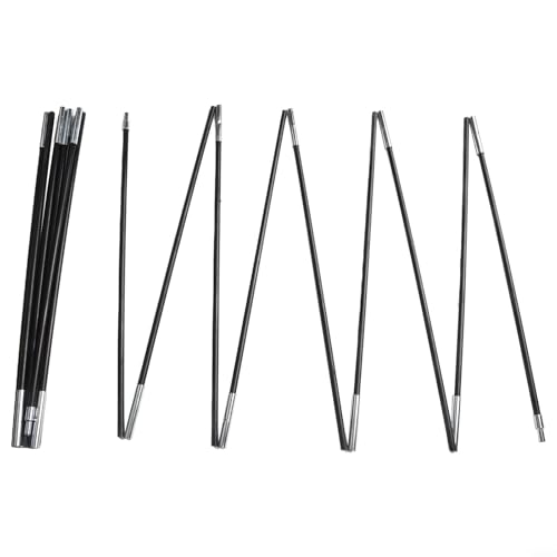 EffiFish Fiberglas-Zeltstangen-Ersatz-Set, 3,2–3,9 m, schwarz, elastische Schnur, 7 mm Durchmesser, für 1–4 Personen Campingzelte, Wandern, Überdachung Reparatur (3,9 m) von EffiFish