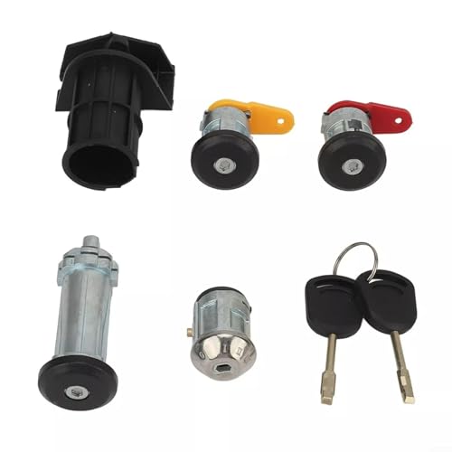EffiFish Für Ford Schloss-Set Zylinder, für Fiesta Escort für Ka für Courier 3N21F22050BB Autotür Ersatzteile Schwarz ABS von EffiFish