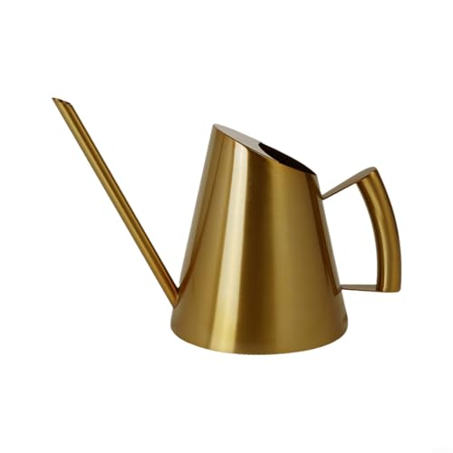 EffiFish Gießkanne Stilvolle Edelstahl-Gießkanne mit langem Ausguss für Outdoor-Pflanzen präzise Wurzelbewässerung modernes Gartengerät (1500 ml Gold) von EffiFish